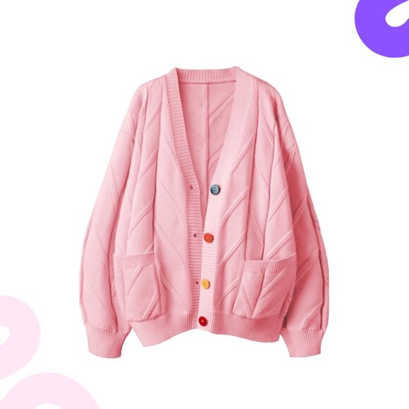 ✨ EBOSSY | Women's Cable Knit Long Sleeve Cardigan - Picture 2 of 4